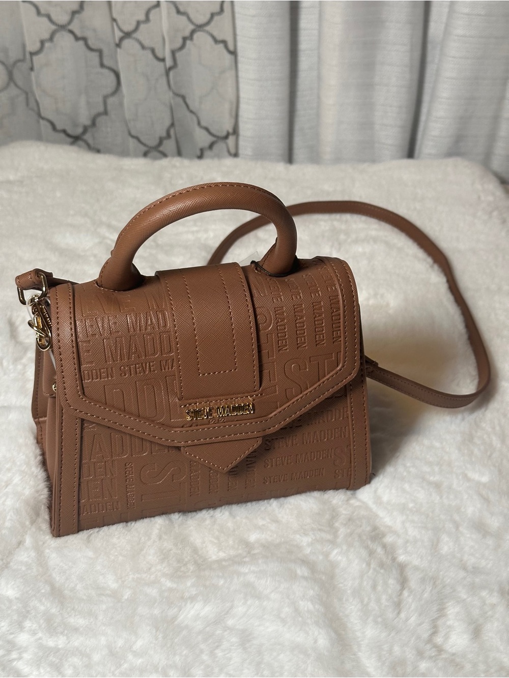 Steve Madden Baubriel Brown Embossed Top-Handle Satchel